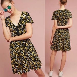 Anthropologie Maeve Black Floral Dress